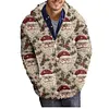 Men's Christmas 3D Pattern Print Casual Zipper Plus Size Knitted Hooded Jacket Coat