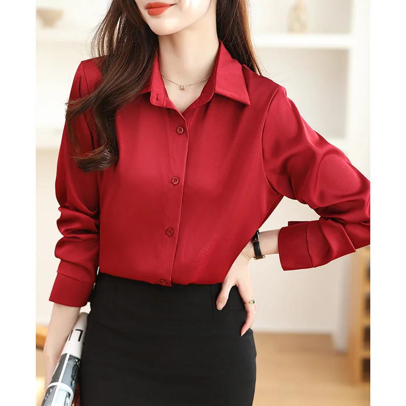 Athvotar Athvotar And Autumn 2025 New Advanced Sensational Anti-Floored Wrinkled-Faced Shirt For Women's French Leisure Career Commuting Shirt