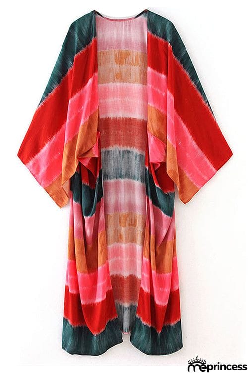 Tie Dye Stripe Kimono