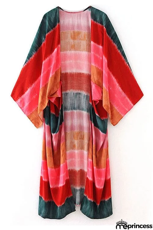 Tie Dye Stripe Kimono