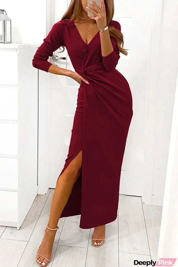 With A Twist Slit Midi Dress