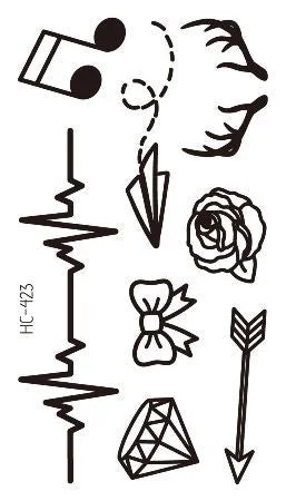 Small Sexy Lips Leaf Black Cartoon Temporary Tattoo Cute Star Tattoo Sticker Love Women Body Finger Art Waterproof Tatoo