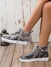 Casual Lace-up Decor Fringe High Top Canvas Shoes with Side Zip