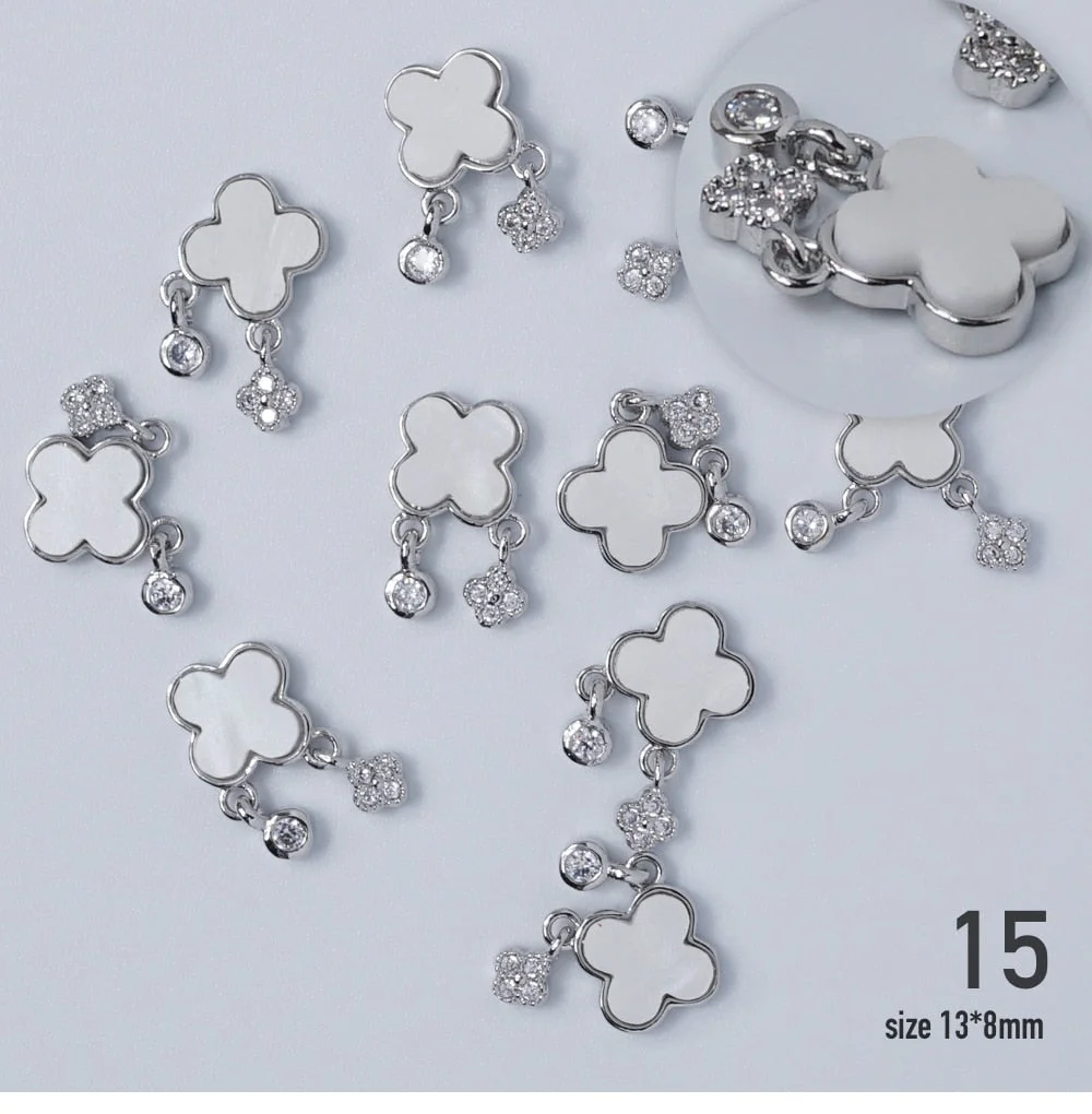 Nail jewelry 3D Alloy high quality zircon Butterfly Flower crystal Pearl Metal Manicure Nails DIY Accessories Nail Decor