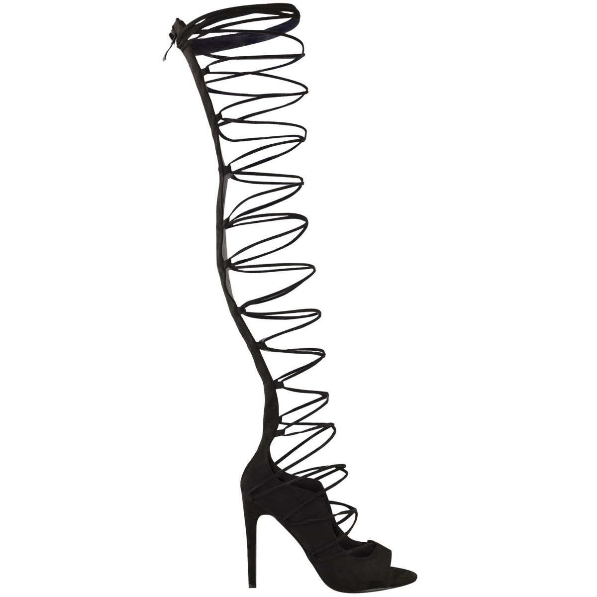 Black Open Toe 4'' Stiletto Heel Gladiator Sandals for Women Nicepairs