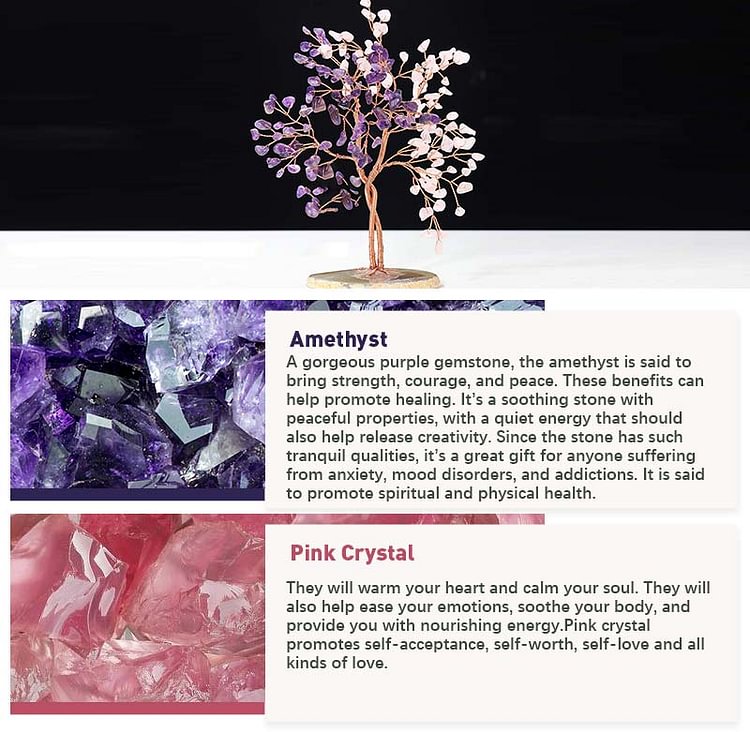 Natural Crystal Stone Feng Shui Trees| Amethyst| Pink Crystal 