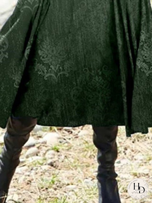 Casual Dress Ethnic Dress Swing Dress Midi Dress Green Long Sleeve Color Gradient Pocket Winter Fall Autumn Round Neck Vacation Winter Dress Fall Dress S M L XL XXL 3XL for Women