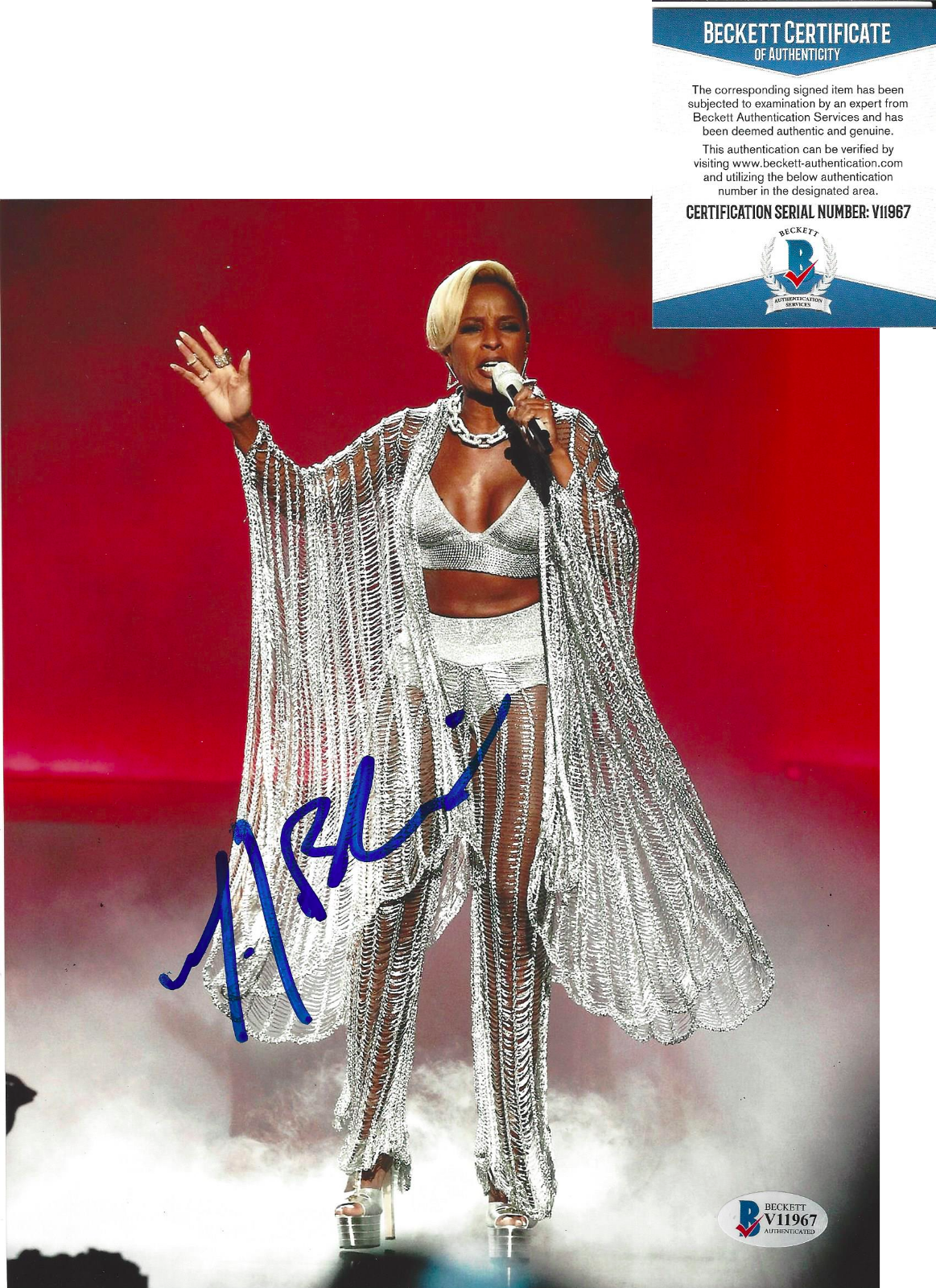 SINGER MARY J. BLIGE SIGNED AUTHENTIC 8x10 Photo Poster painting B SOUL QUEEN BECKETT COA BAS