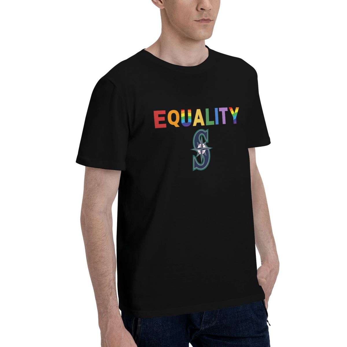 Seattle Mariners Rainbow Equality Pride Men's Cotton Shirt