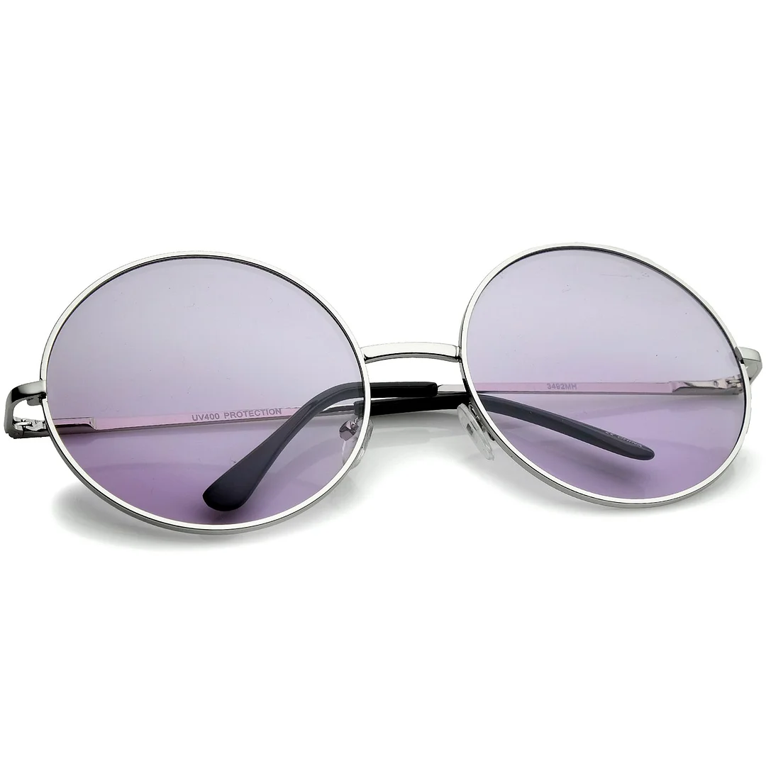 Super Oversize Slim Temple Colorful Lens Round glasses 61mm