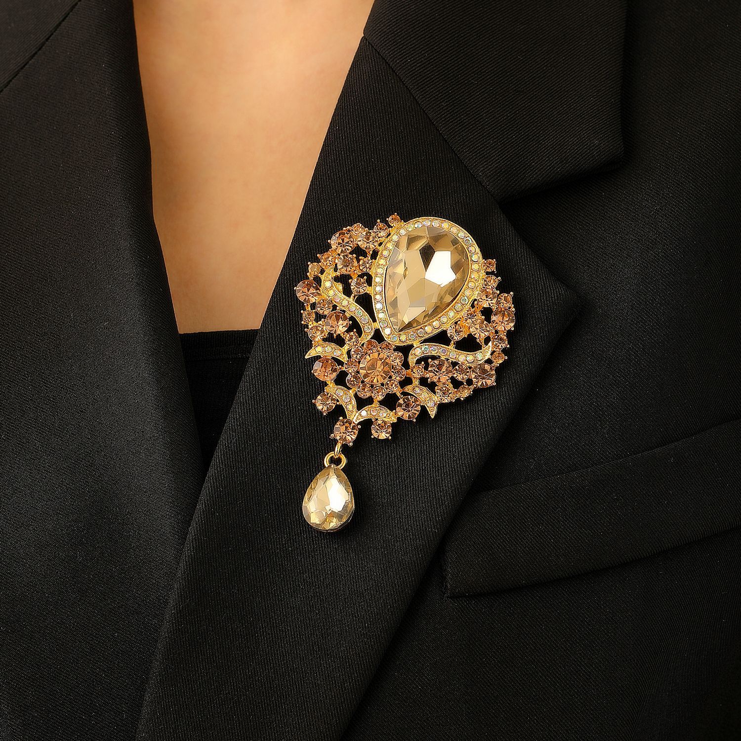 Zirconia Gold-Plated Brooch