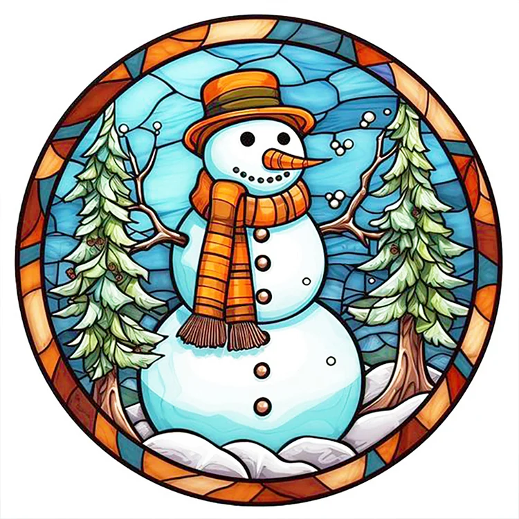 Winter Snowman 30*30CM (Canvas) Full Round Drill Diamond Painting gbfke
