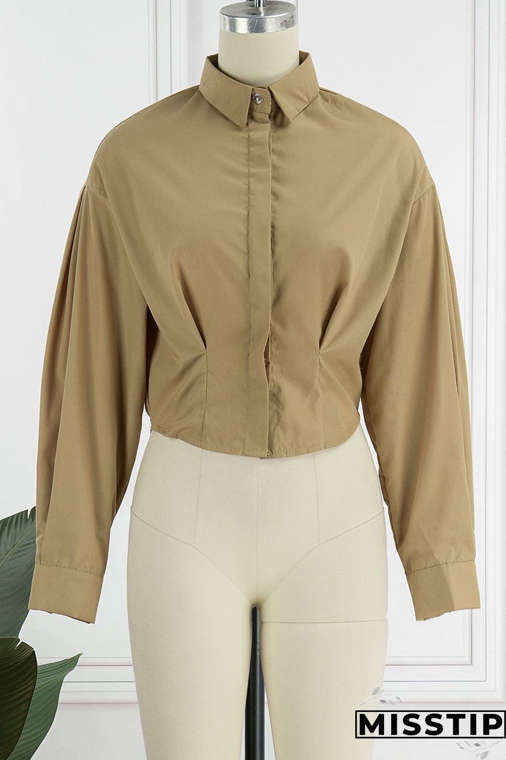 Black Casual Solid Patchwork Turndown Collar Tops