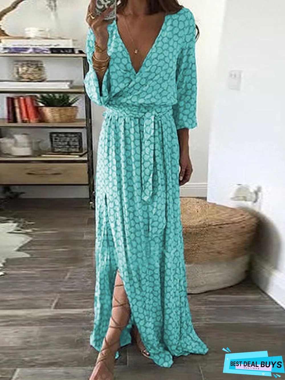 3/4 Sleeve Elegant Swing Casual dress