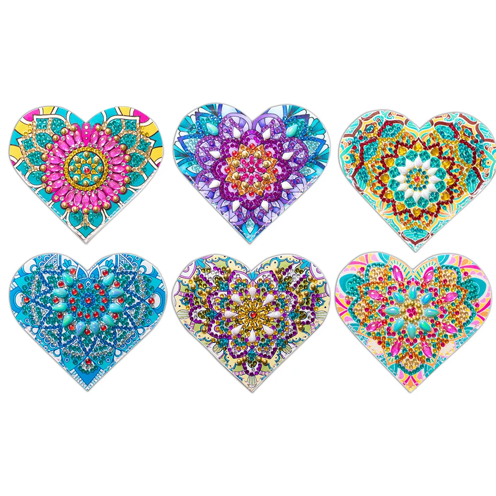 6pcs Heart DIY Diamond Art Bookmarks Craft Decoration for Home Office School