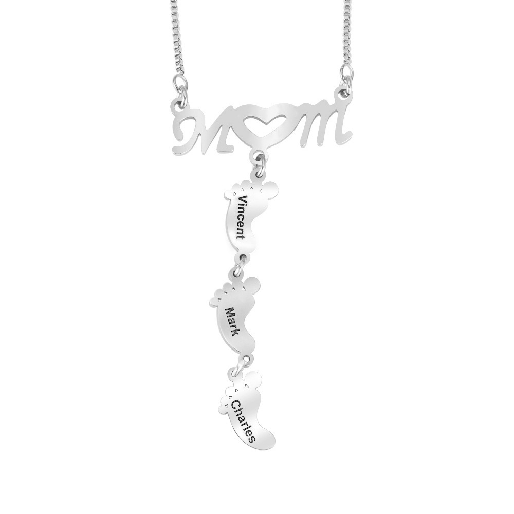 Loveyoufancy Customized Sole Pendant for Mom at LoveYouFancy（Format:Name1+Name2+Name3+...）