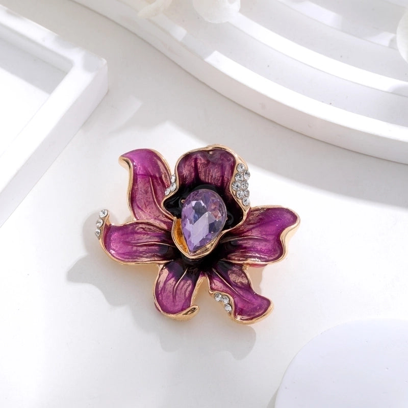 Ig Style Animal Flower Alloy Enamel Inlay Rhinestones Women’s Brooches