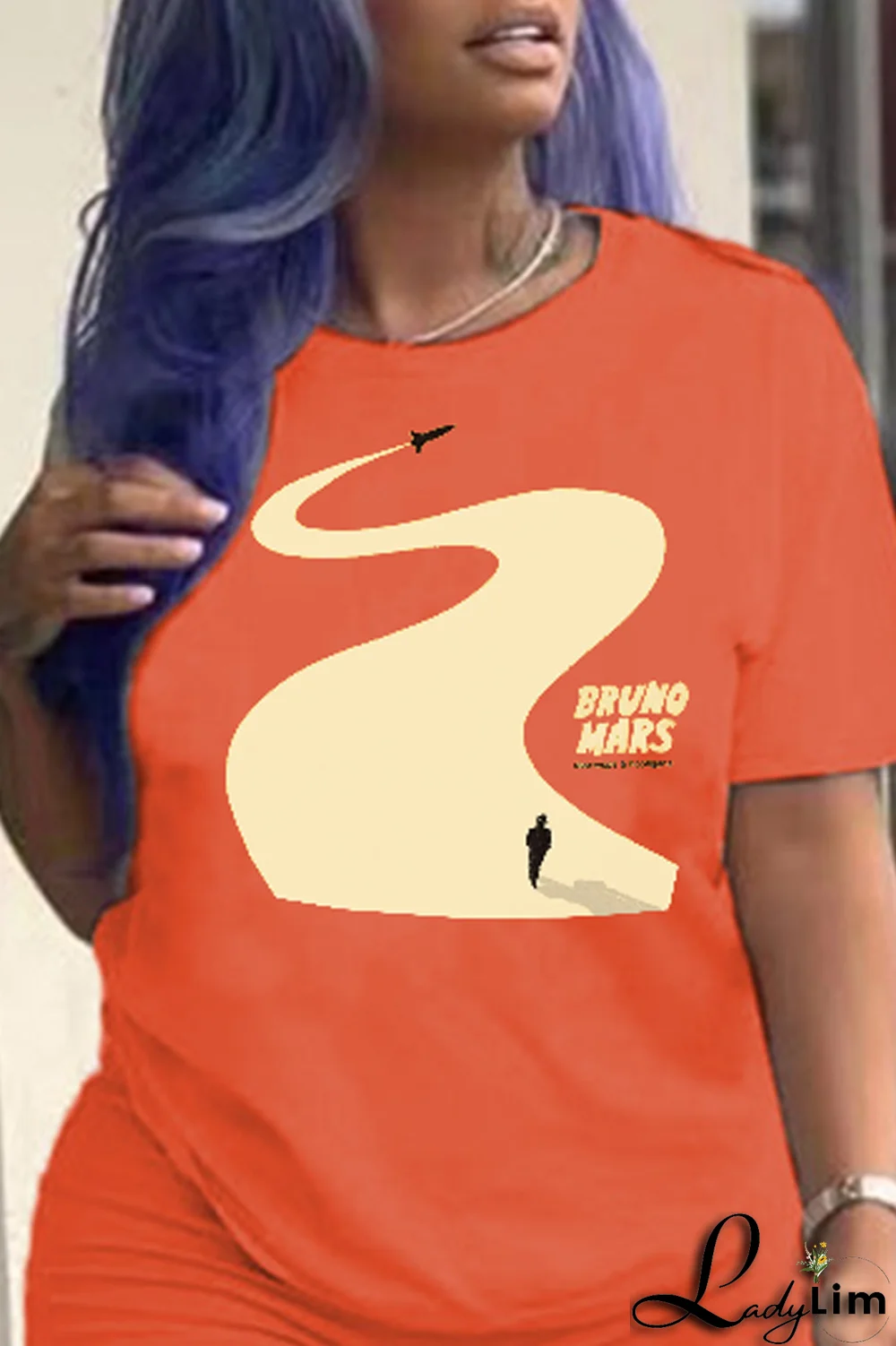 White Casual Street Print Patchwork O Neck T-Shirts