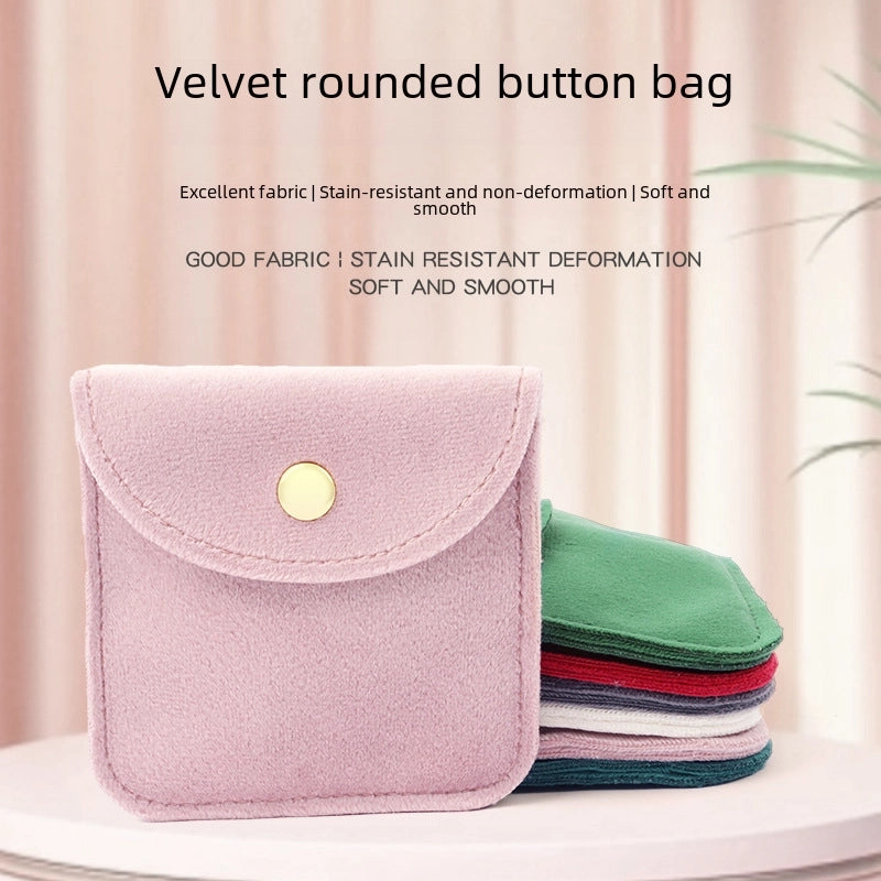 Round Flannel Bag Ring Bag Earrings Pendant Necklace Packaging Bag Jewelry Storage Bag Portable Jewelry Snap Bag