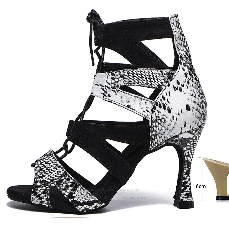 VCshoes Latin Shoes For Woman High Heels Ladies Square Dance Shoes Girls White Mix Black Jazz Dance Boots