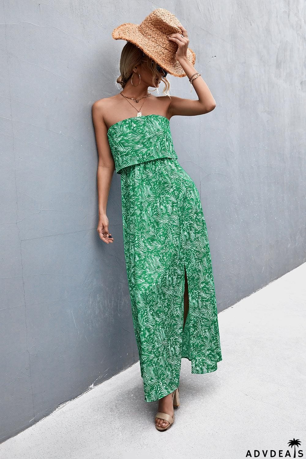 Strapless Split Maxi Dress