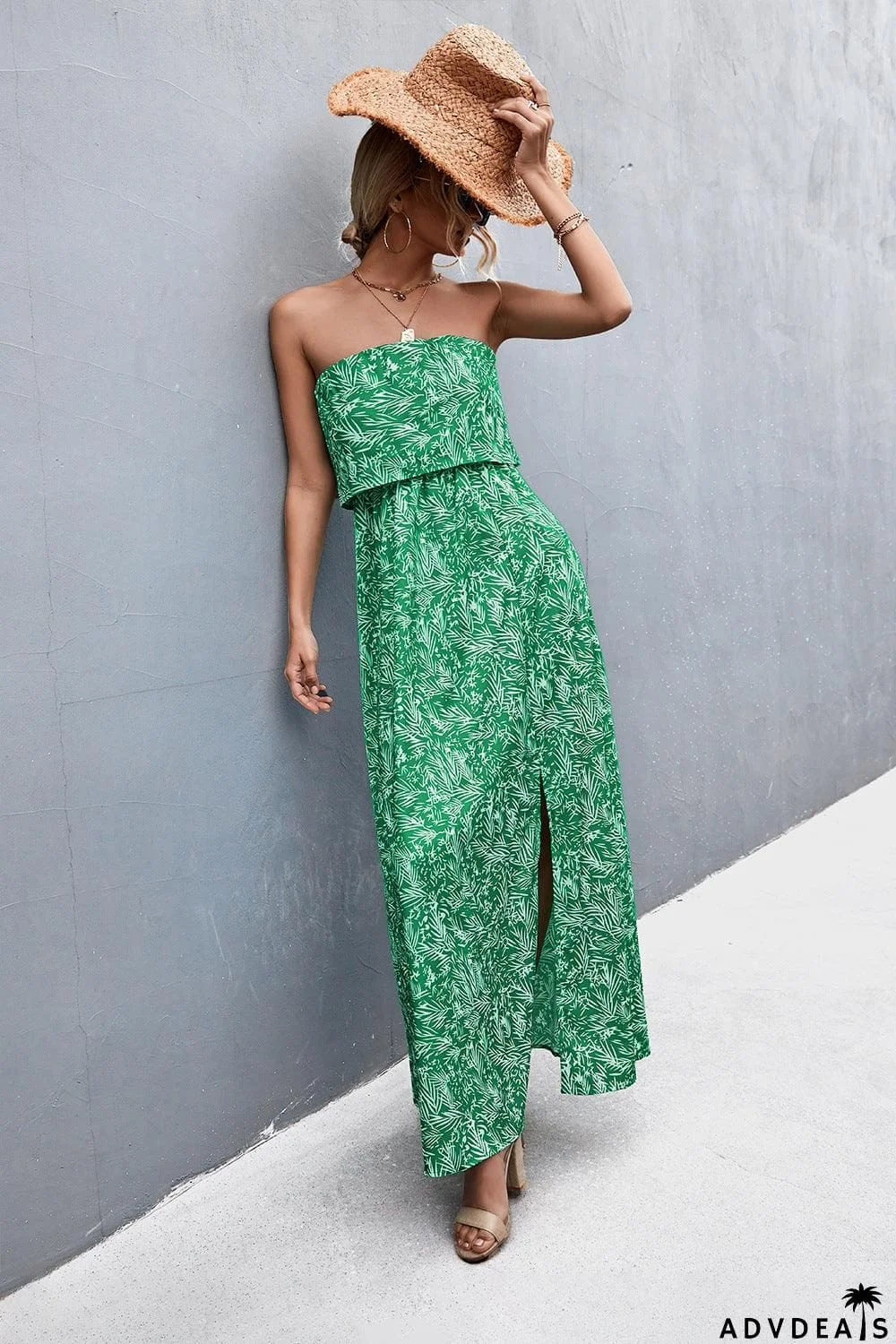 Strapless Split Maxi Dress