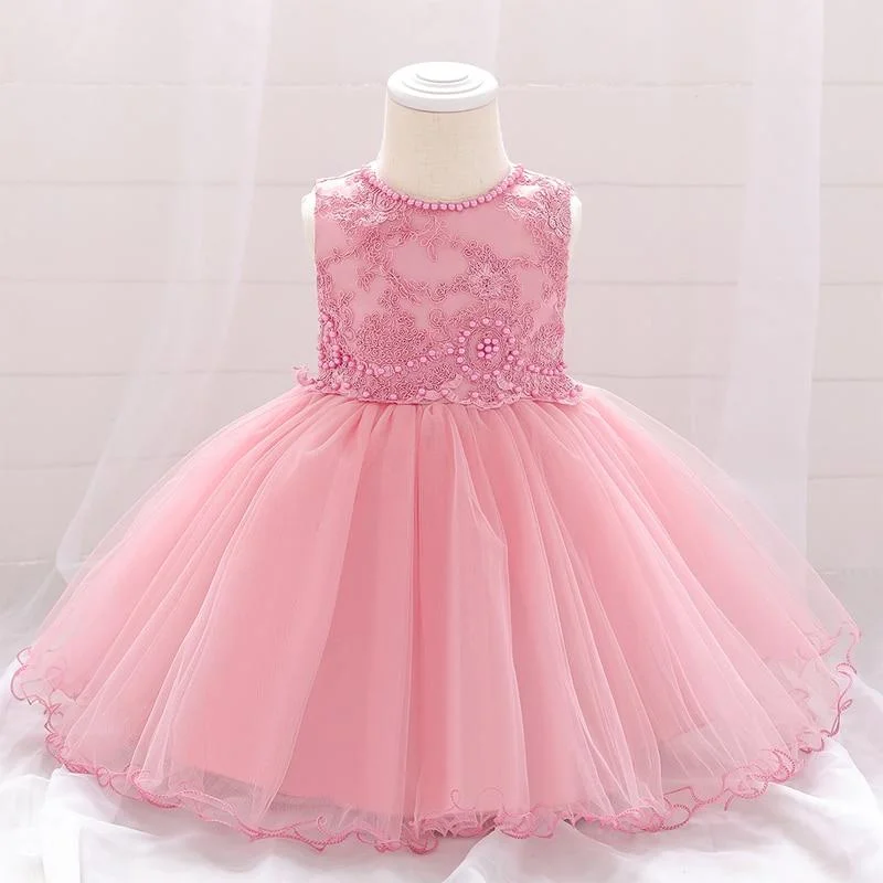 2021 Beading Newborn First Birthday Dress For Baby Girl Clothes Dress Flower Lace Princess Dresses Party Child Clothing 24 Month
