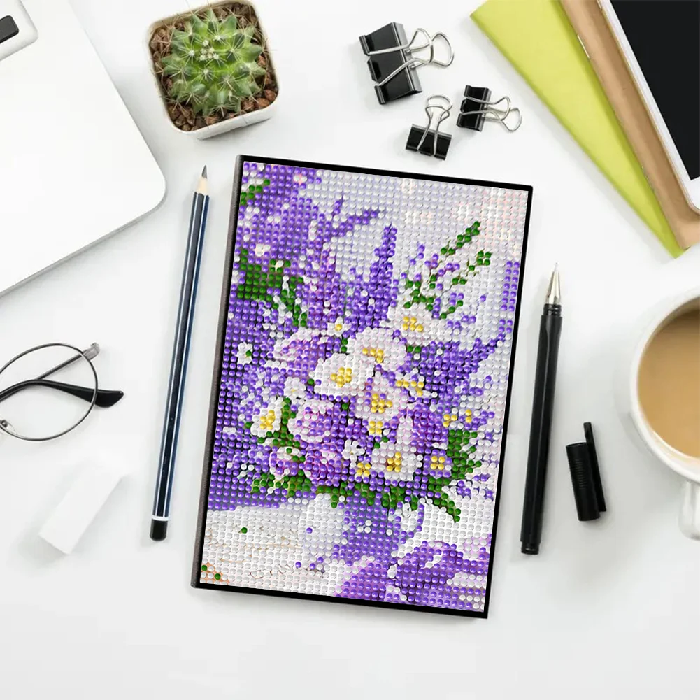 5D DIY Flower Diamond Art Painting Notebook Kit Crystal Notepad Sketchbook Gifts