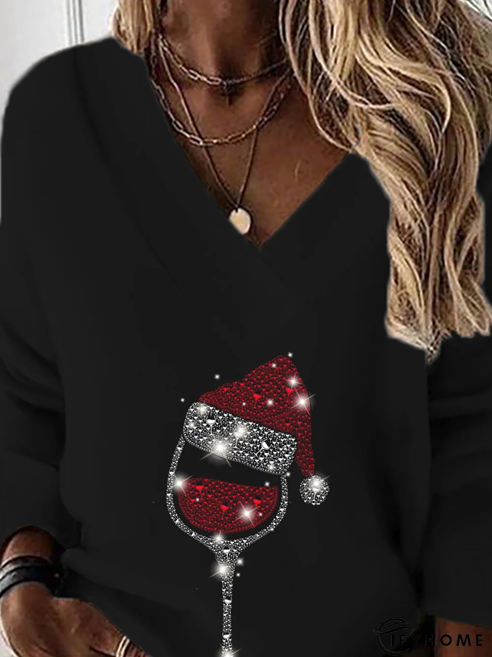 Casual Wine Glass Christmas Sweatshirt Xmas Hoodies | IFYHOME