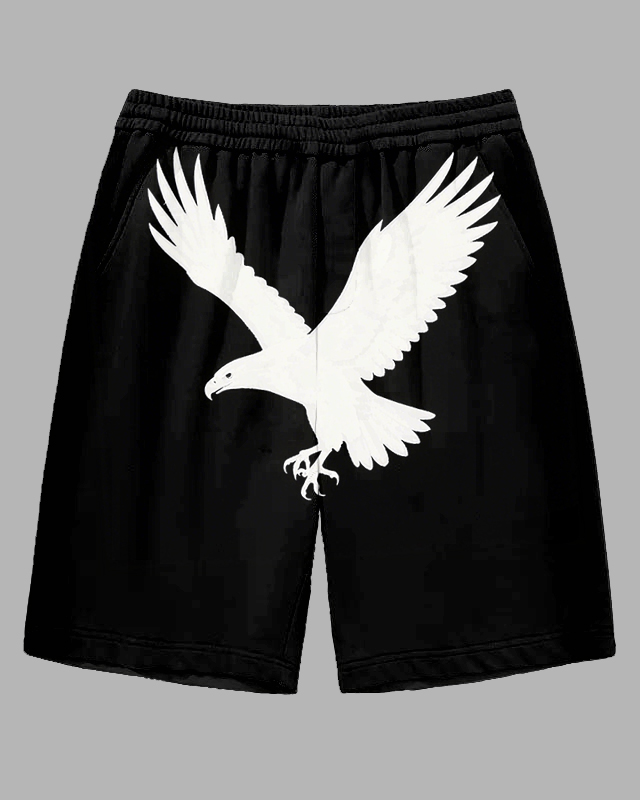 Big Men's Daily Casual Simple White Eagle Printed Shorts