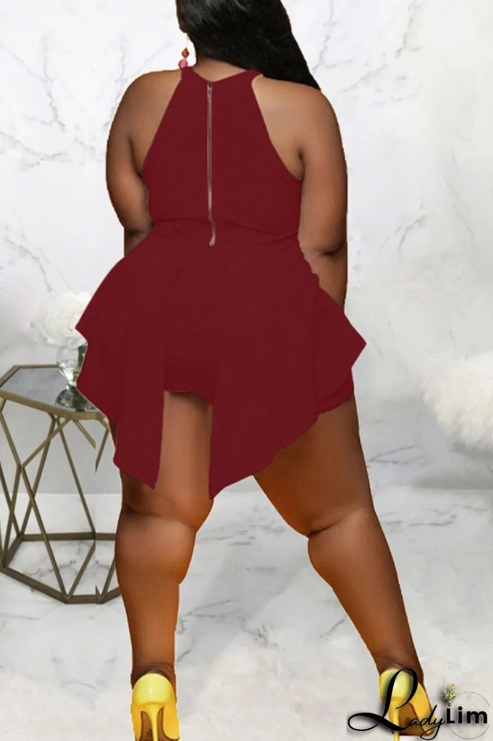 White Sexy Print Patchwork O Neck Plus Size Jumpsuits