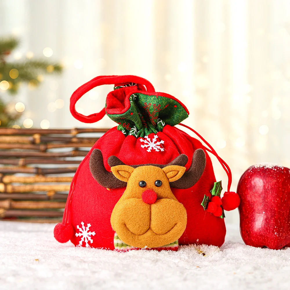 New Christmas creative linen apple bag gift bag ornaments