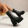 Punk Martin Boots Women High Heel Motorcycle Shoes