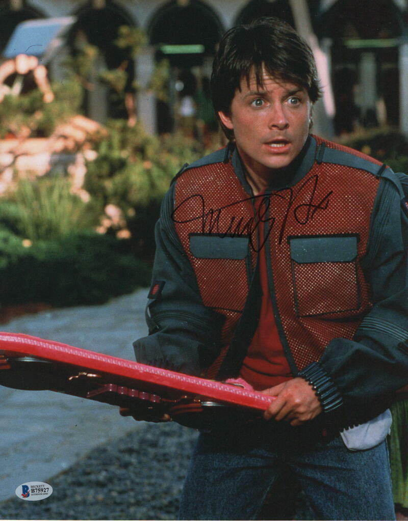 MICHAEL J FOX SIGNED AUTOGRAPH 11x14 Photo Poster painting - MARTY BACK TO THE FUTURE S BECKETT