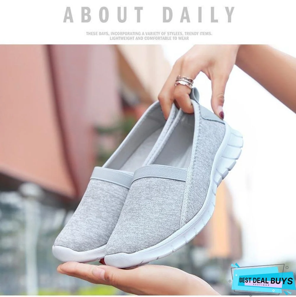 Women Slip On Loafers Plus Size Breathable Mesh Ballet Sneakers Flat Shoes