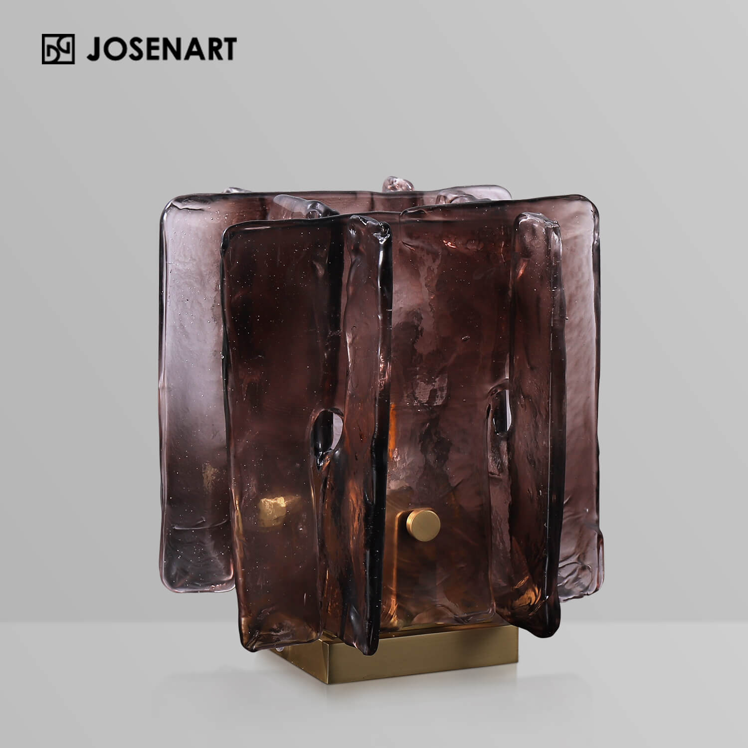 Modern Art Glass Shade Table Lamp In Amber JOSENART Josenart