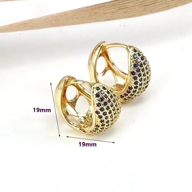 1 Pair Elegant Minimalist C Shape Plating Inlay Copper Zircon 18K Gold Plated Earrings