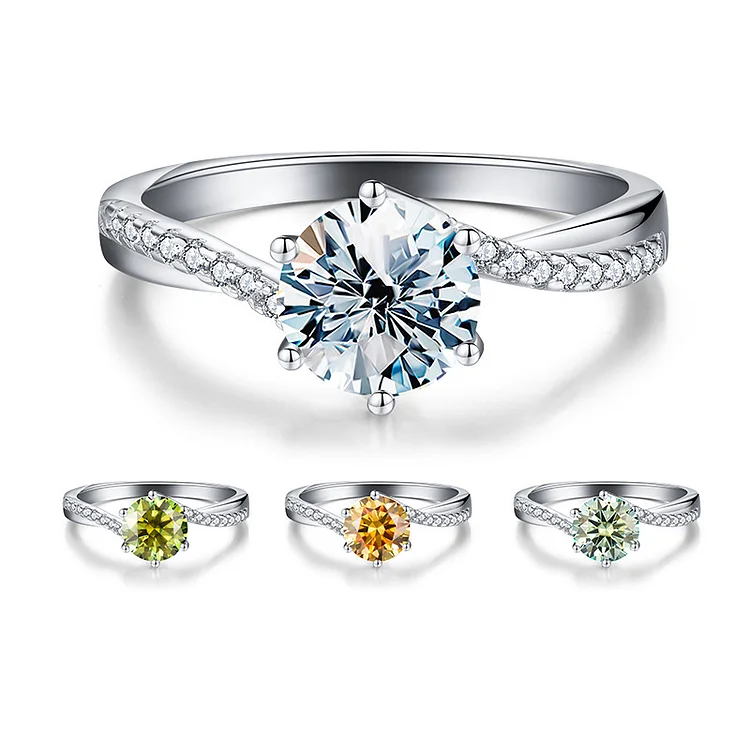 Twisted Classic Six-Rrong Moissanite Ring