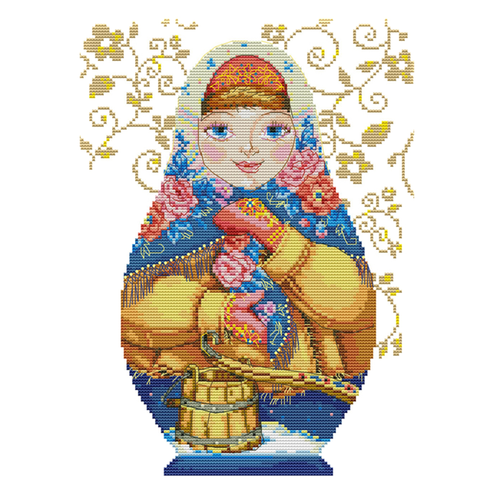 

Russian Doll - 14CT Stamped Cross Stitch - 29*37CM, 501 Original