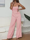 Solid Color Spaghetti-neck Jumpsuits