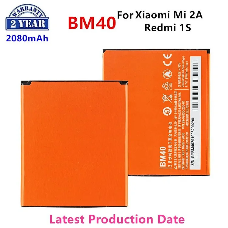 100% Orginal BM40 2080mAh Battery For Xiaomi 2A Mi 2A Mi2A /Redmi 1S BM40 High Quality Phone Replacement Batteries