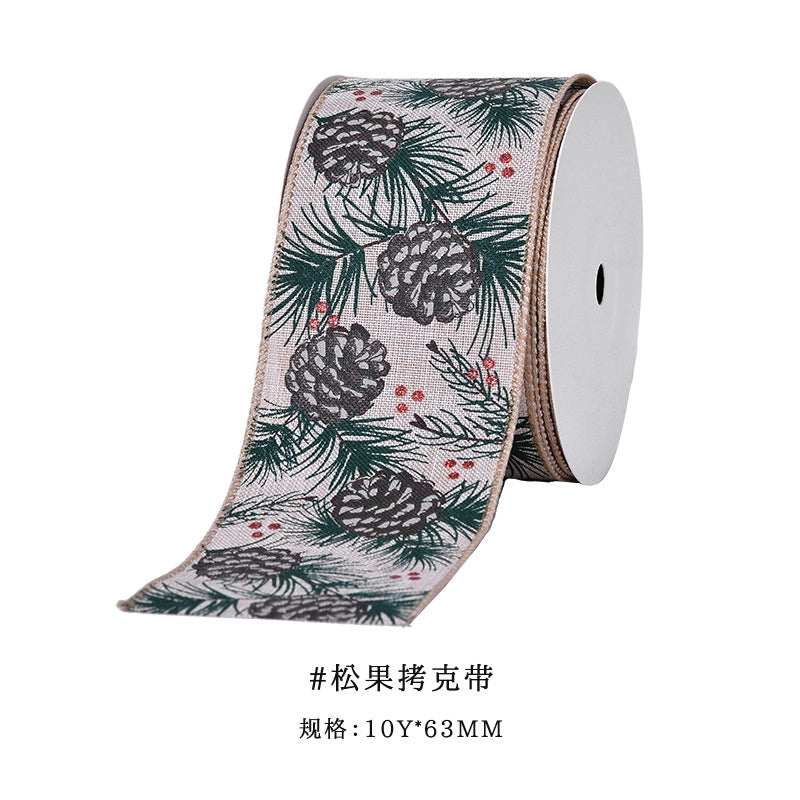 YAMA Boutique Christmas Snow Velvet Copy Edge Ribbon Christmas Decoration Ribbon Christmas Tree Gift Packaging Iron Wire Ribbon