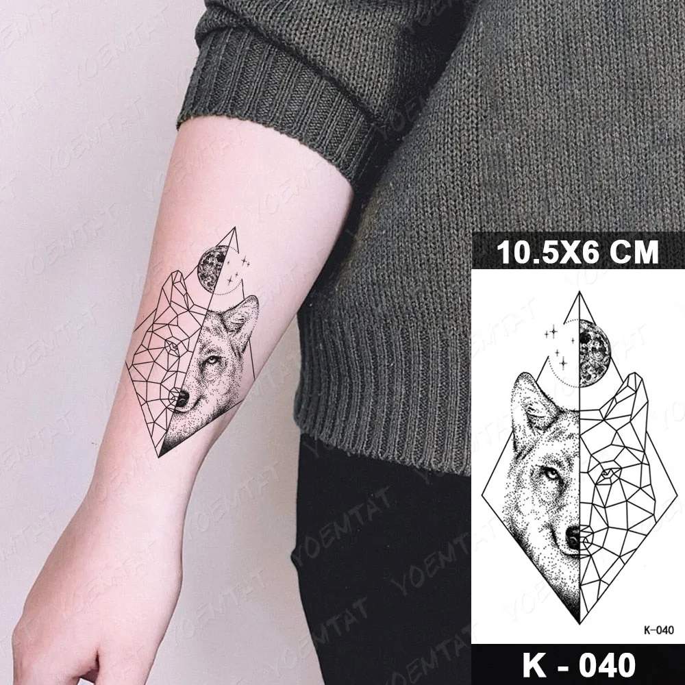 Waterproof Temporary Tattoo Sticker Starry Sky Galaxy Lion Flash Tatoo Wolf Fox Owl Arm Wrist Fake Tatto For Body Art Women Men