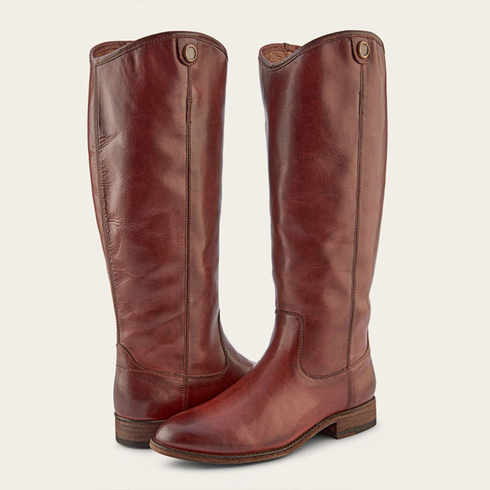 Brown Vegan Leather Round Toe Chunky Heel Wide Calf Knee High Boots Nicepairs