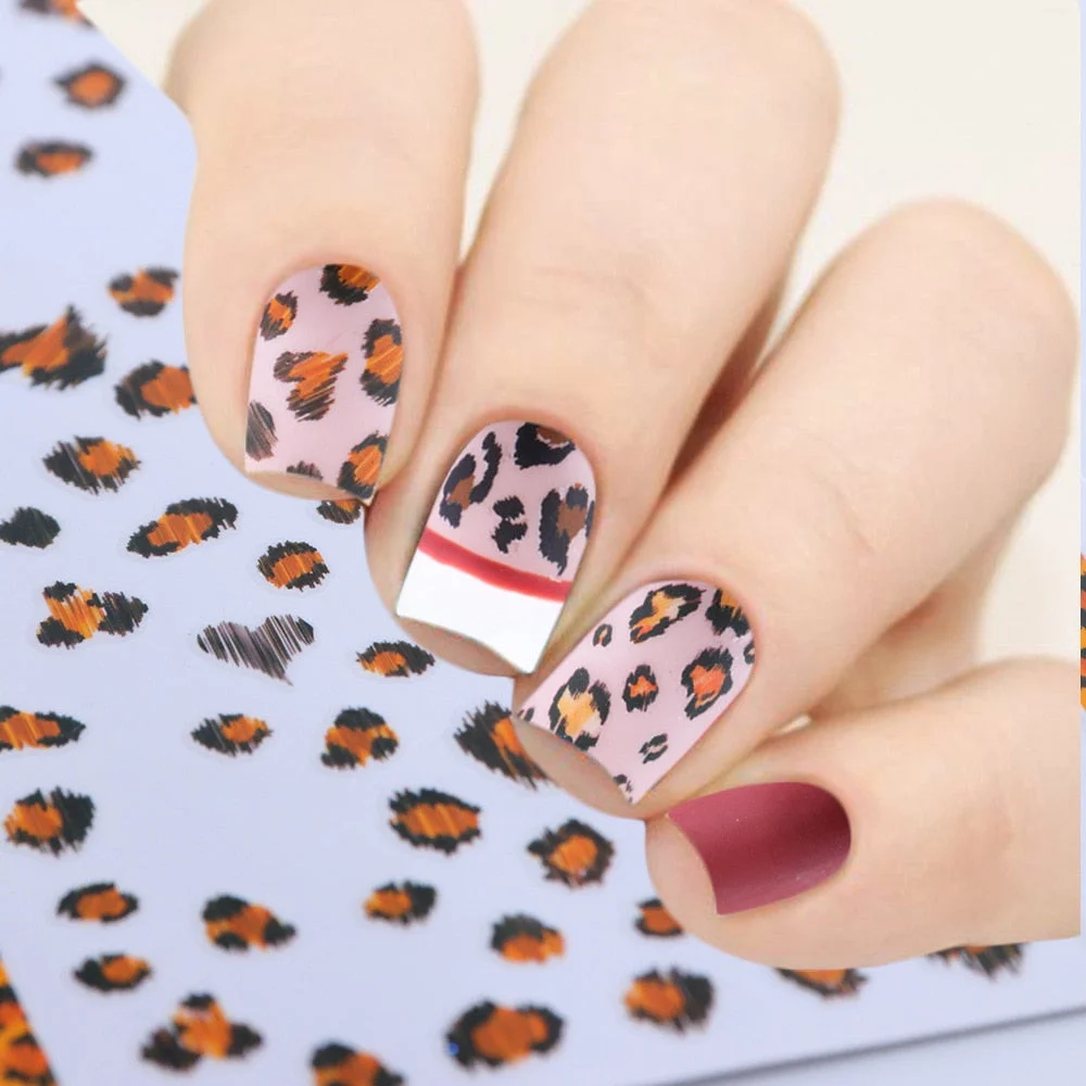 Nail Stickers Back Glue Sexy Leopard Snakeskin Pattern Designs Nail Decal Decoration Tips For Beauty Salons-Nail Inspo