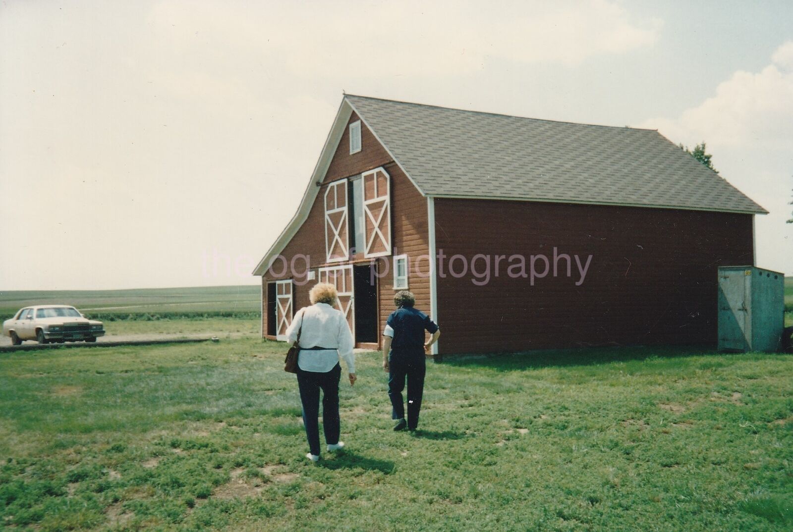 Barn Women FOUND Photo Poster paintingGRAPH ColorOriginal Snapshot VINTAGE 86 5 I