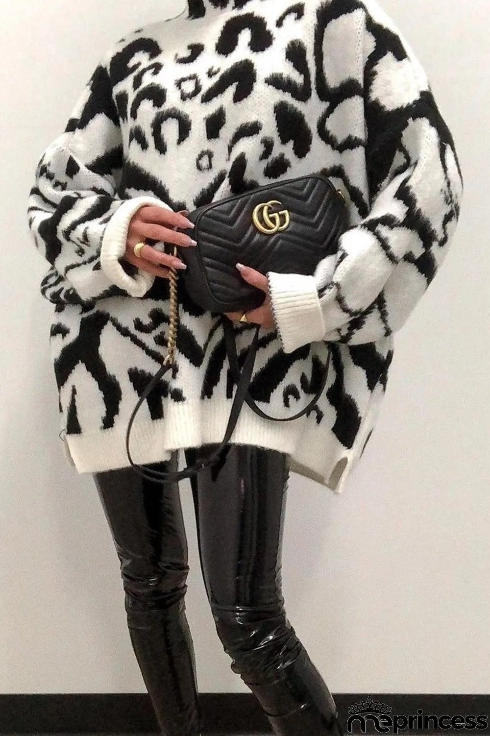 High Neck Irregular Pattern Sweater