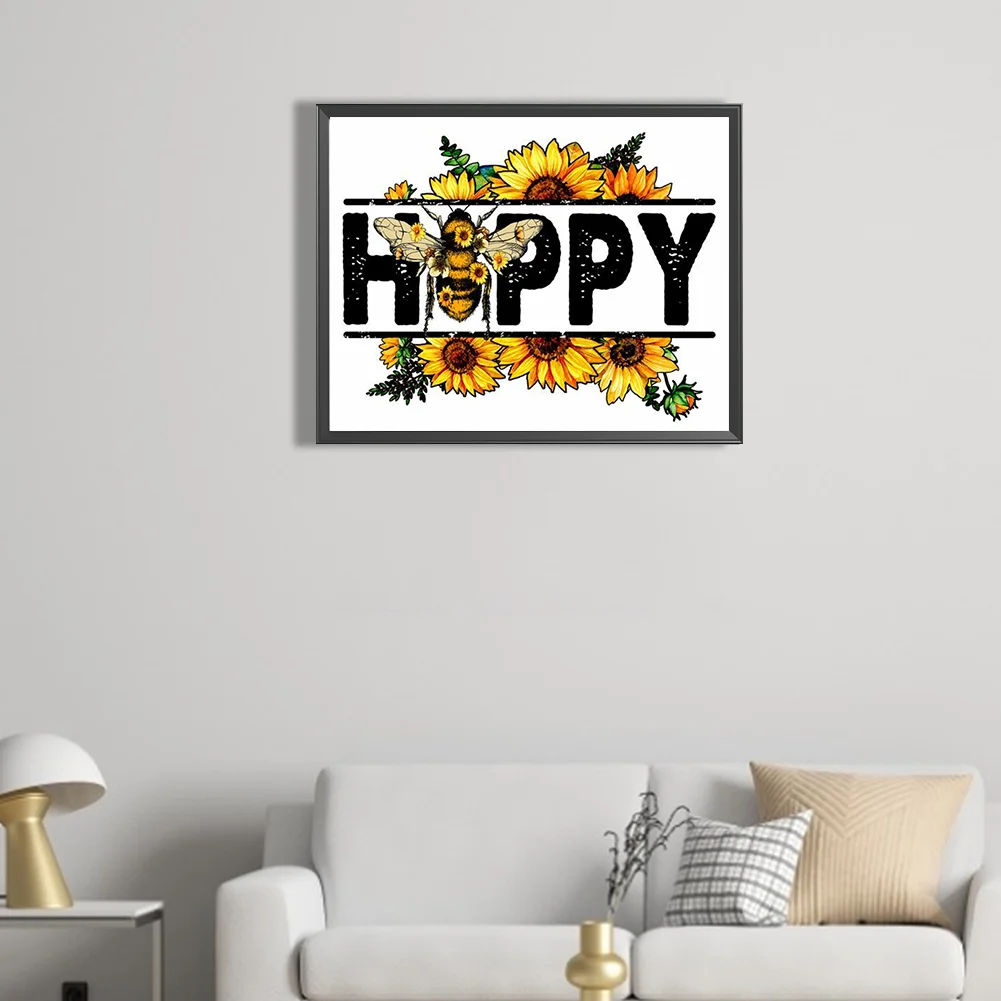 Full Round Diamond Painting 50*40cm - Bee Calligraphy And Painting