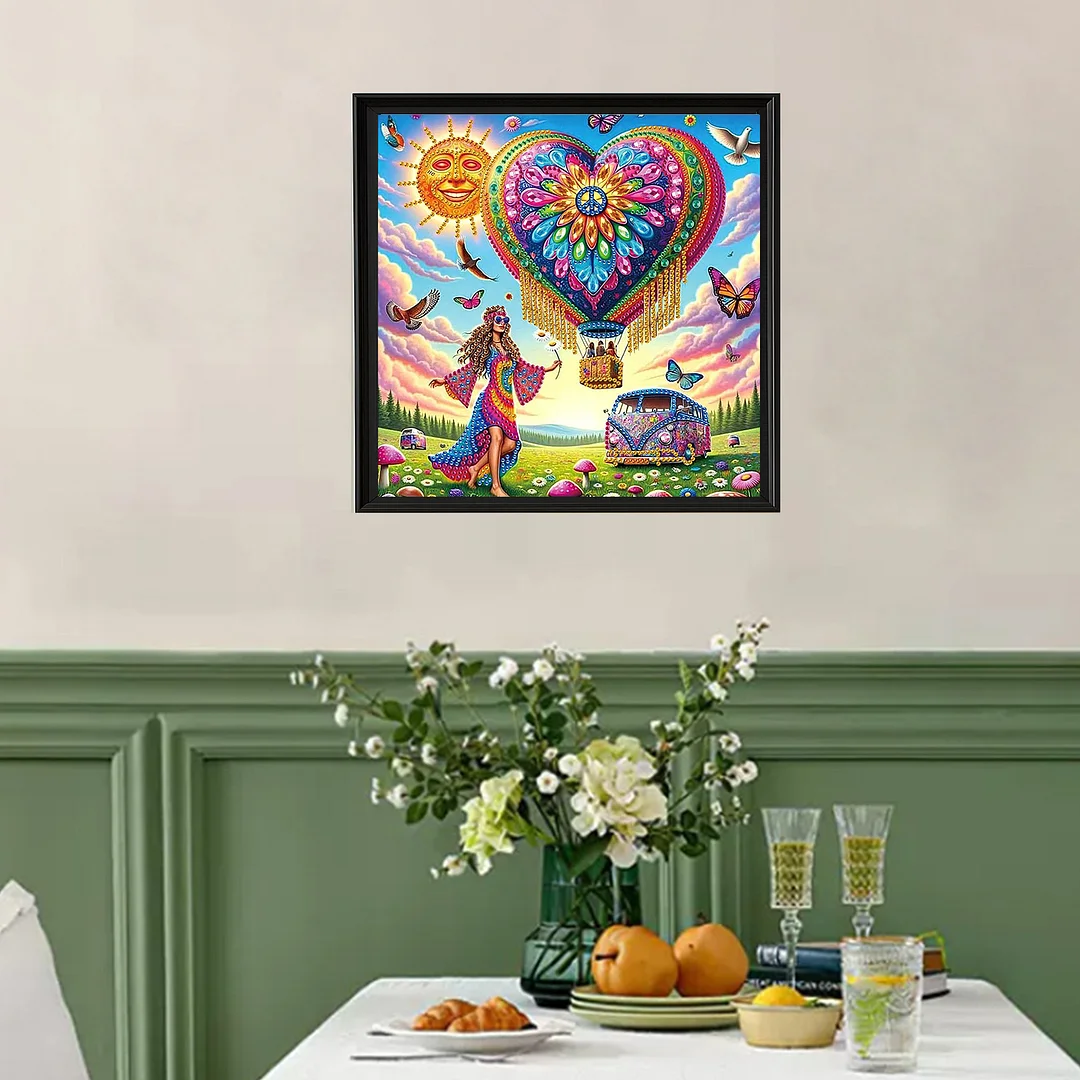 Diamond Painting - Partial Special Shaped Drill - Love and Peace(Canvas|30x30cm)