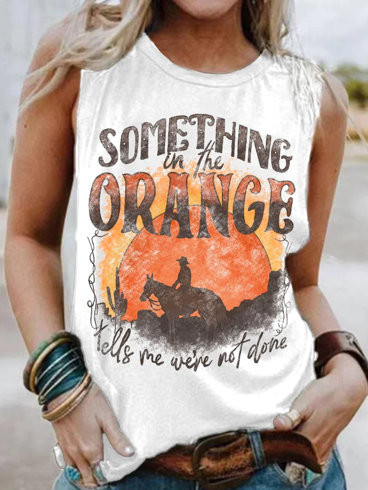 Comstylish Something In The Orange Print Vintage Tank Top